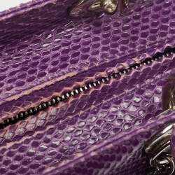 Pre Owned Dior Purple Python Medium Lady Dior Tote