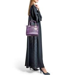 Pre Owned Dior Purple Python Medium Lady Dior Tote