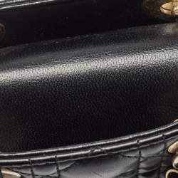 Pre Owned Dior Black Cannage Leather Micro Lady Dior Tote
