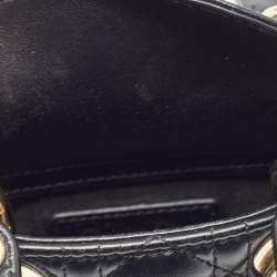 Pre Owned Dior Black Cannage Leather Micro Lady Dior Tote