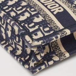 Pre Owned Dior Navy Blue Oblique Canvas Mini Book Tote
