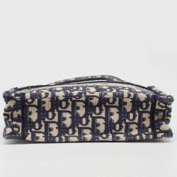 Pre Owned Dior Navy Blue Oblique Canvas Mini Book Tote