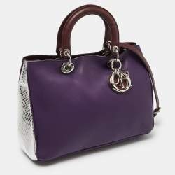 Pre Owned Dior Multicolor Leather and Python Medium Diorissimo Shopper Tote