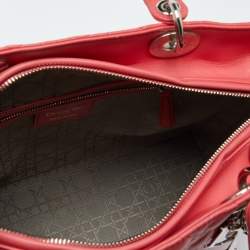 Pre Owned Dior Pink Cannage Leather Large Lady Dior Tote
