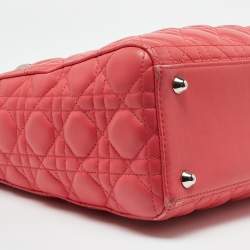 Pre Owned Dior Pink Cannage Leather Large Lady Dior Tote