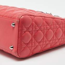 Pre Owned Dior Pink Cannage Leather Large Lady Dior Tote