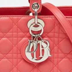 Pre Owned Dior Pink Cannage Leather Large Lady Dior Tote