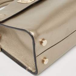 Pre Owned Dior Light Gold Leather Mini Diorever Tote