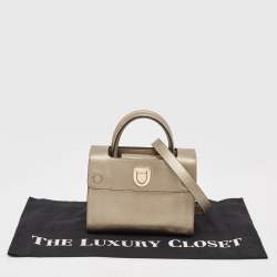 Pre Owned Dior Light Gold Leather Mini Diorever Tote