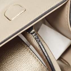 Pre Owned Dior Light Gold Leather Mini Diorever Tote