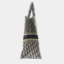 Dior Navy Blue Oblqiue Canvas Large Book Tote Tote Bag