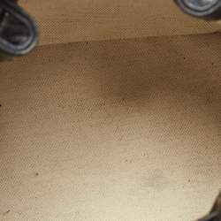 Pre Owned Dior Navy Blue Oblique Canvas and Leather Drawstring Chain Bucket Bag