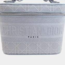 Dior Grey Cannage Embroidery Canvas DiorTravel Vanity Case Bag