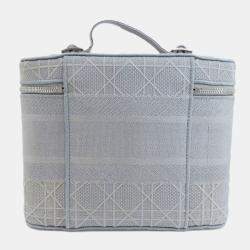 Dior Grey Cannage Embroidery Canvas DiorTravel Vanity Case Bag