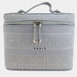 Dior Grey Cannage Embroidery Canvas DiorTravel Vanity Case Bag