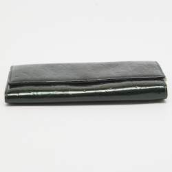 Dior Green Oblique Embossed Patent Leather Continental Flap Wallet