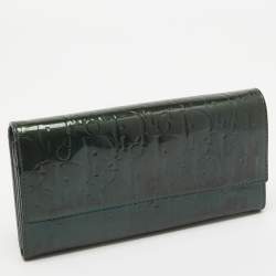 Dior Green Oblique Embossed Patent Leather Continental Flap Wallet