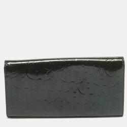 Dior Green Oblique Embossed Patent Leather Continental Flap Wallet