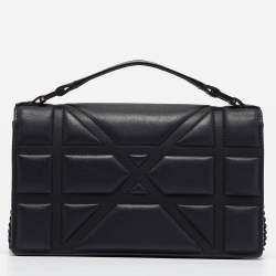 Pre Owned Dior Black Ultra Matte Leather Diorama Wallet on Chain