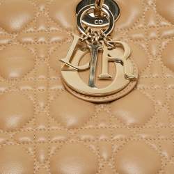 Pre Owned Dior Beige Cannage Leather Large Lady Dior Tote