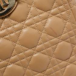 Pre Owned Dior Beige Cannage Leather Large Lady Dior Tote