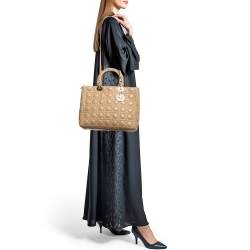 Pre Owned Dior Beige Cannage Leather Large Lady Dior Tote