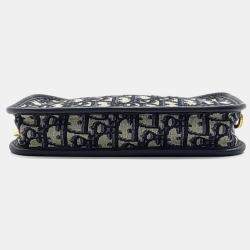 Pre Owned Dior Navy Blue/Biege Oblique Canvas Clutch Bag