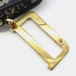 Pre Owned Dior Navy Blue/Biege Oblique Canvas Clutch Bag