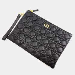 Christian Dior Black Leather Caro Daily Pouch