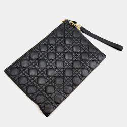 Christian Dior Black Leather Caro Daily Pouch