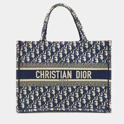 Christian Dior Blue Oblique Canvas Book Tote Bag