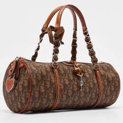 Dior Brown Oblique Coated Canvas Romantique Satchel