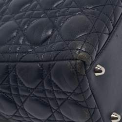 Pre Owned Dior Navy Blue Cannage Leather Large Lady Dior Tote