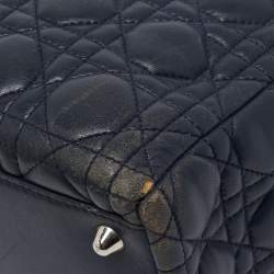 Pre Owned Dior Navy Blue Cannage Leather Large Lady Dior Tote