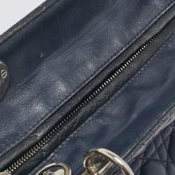 Pre Owned Dior Navy Blue Cannage Leather Large Lady Dior Tote