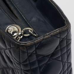 Pre Owned Dior Navy Blue Cannage Leather Large Lady Dior Tote