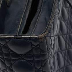 Pre Owned Dior Navy Blue Cannage Leather Large Lady Dior Tote