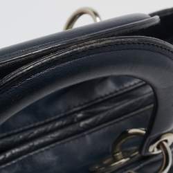Pre Owned Dior Navy Blue Cannage Leather Large Lady Dior Tote