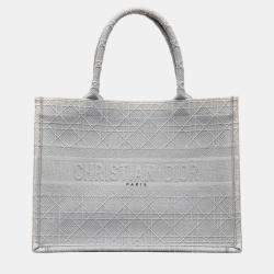 Dior Grey Medium Cannage Embroidered Book Tote