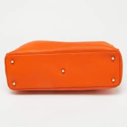 Pre Owned Dior Orange Leather Large Diorissimo Shopper Tote