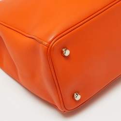 Pre Owned Dior Orange Leather Large Diorissimo Shopper Tote