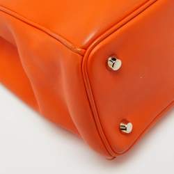 Pre Owned Dior Orange Leather Large Diorissimo Shopper Tote