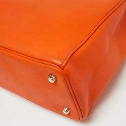 Pre Owned Dior Orange Leather Large Diorissimo Shopper Tote