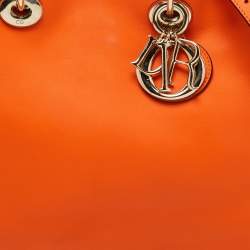 Pre Owned Dior Orange Leather Large Diorissimo Shopper Tote