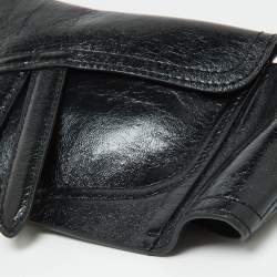 Dior Black Crinkled Leather Saddle Waist Belt Bag