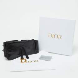 Dior Black Crinkled Leather Saddle Waist Belt Bag