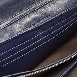 Pre Owned Dior Navy Blue Cannage Quilted Leather New Lock Wallet on Chain