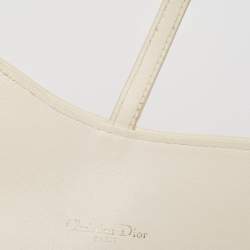 Pre Owned Dior Off White Oblique Canvas and Leather Saddle Wallet on Chain