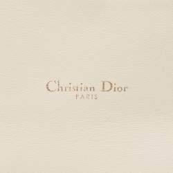 Pre Owned Dior Off White Oblique Canvas and Leather Saddle Wallet on Chain