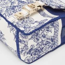 Dior Navy Blue/White Embroidery Canvas Diorcamp Bag